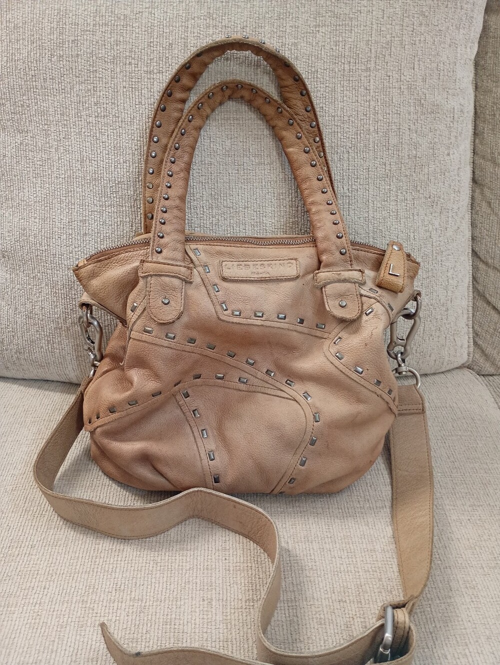 Liebeskind | Rustic Tan Studded Slouchy Leather Satchel